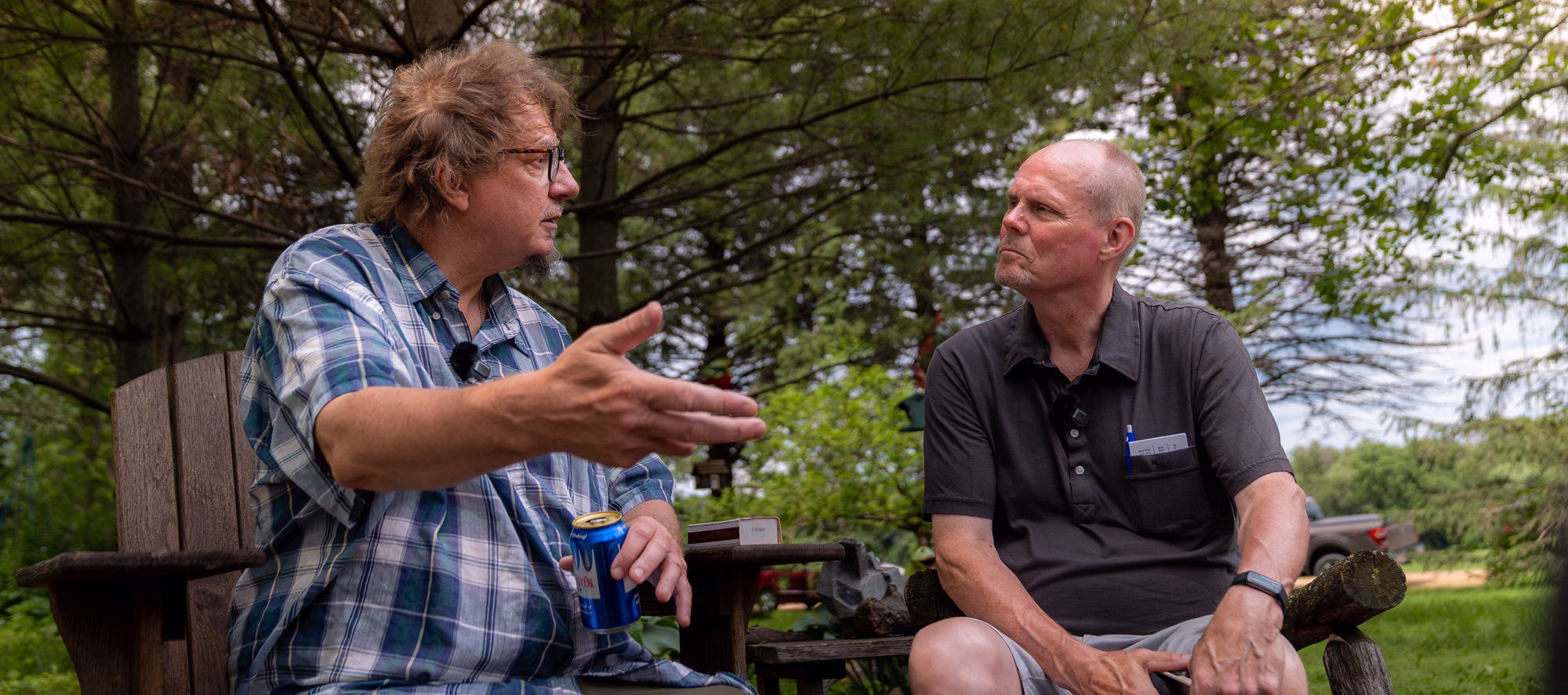 Journalist interviewing a local resident
